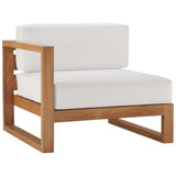 Upland Natural/White 3-Piece Outdoor Patio Teak Wood Sectional Sofa Set - 68x68" - Ornate Home