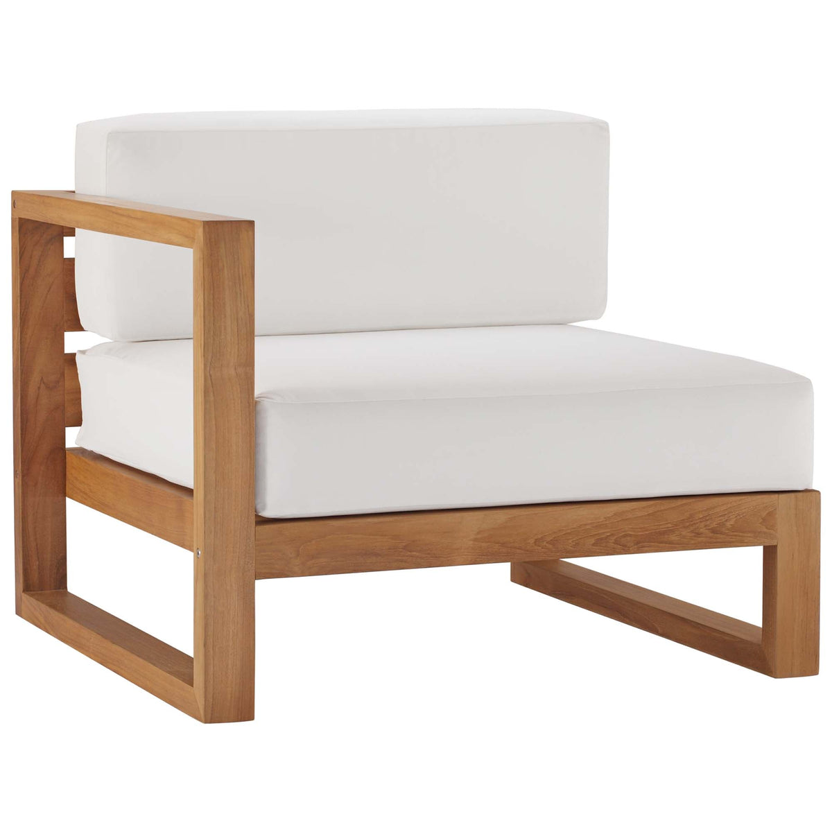 Upland Natural/White 3-Piece Outdoor Patio Teak Wood Sectional Sofa Set - 68x68" - Ornate Home
