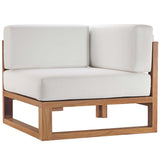 Upland Natural/White 3-Piece Outdoor Patio Teak Wood Sectional Sofa Set - 68x68" - Ornate Home