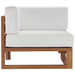 Upland Natural/White 3-Piece Outdoor Patio Teak Wood Sectional Sofa Set - 68x68" - Ornate Home