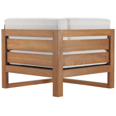Upland Natural/White 3-Piece Outdoor Patio Teak Wood Sectional Sofa Set - 68x68" - Ornate Home