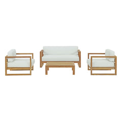 Upland Natural/White 4 Piece Outdoor Patio Teak Set - Ornate Home