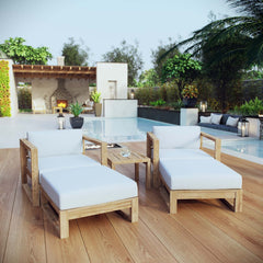 Upland Natural/White 5 Piece Outdoor Patio Teak Set - Ornate Home
