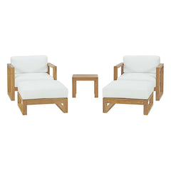 Upland Natural/White 5 Piece Outdoor Patio Teak Set - Ornate Home