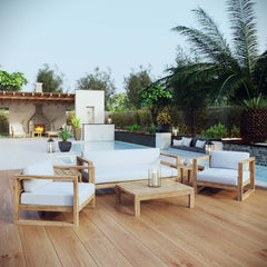 Upland Natural/White 6 Piece Outdoor Patio Teak Set - Ornate Home