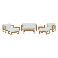 Upland Natural/White 8 Piece Outdoor Patio Teak Set - Ornate Home