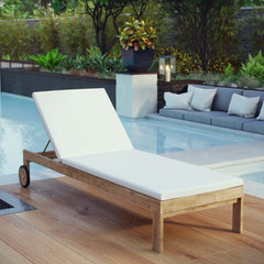 Upland Natural/White Outdoor Patio Teak Chaise - Ornate Home