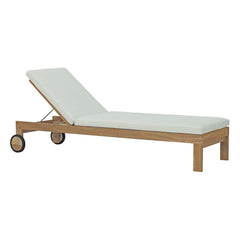 Upland Natural/White Outdoor Patio Teak Chaise - Ornate Home
