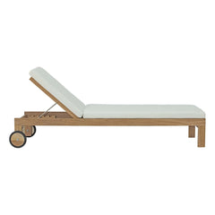 Upland Natural/White Outdoor Patio Teak Chaise - Ornate Home