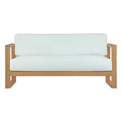 Upland Natural/White Outdoor Patio Teak Sofa - Ornate Home