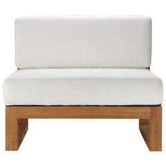 Upland Natural/White Outdoor Patio Teak Wood Armless Chair - Ornate Home
