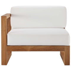 Upland Natural/White Outdoor Patio Teak Wood Left-Arm Chair - Ornate Home