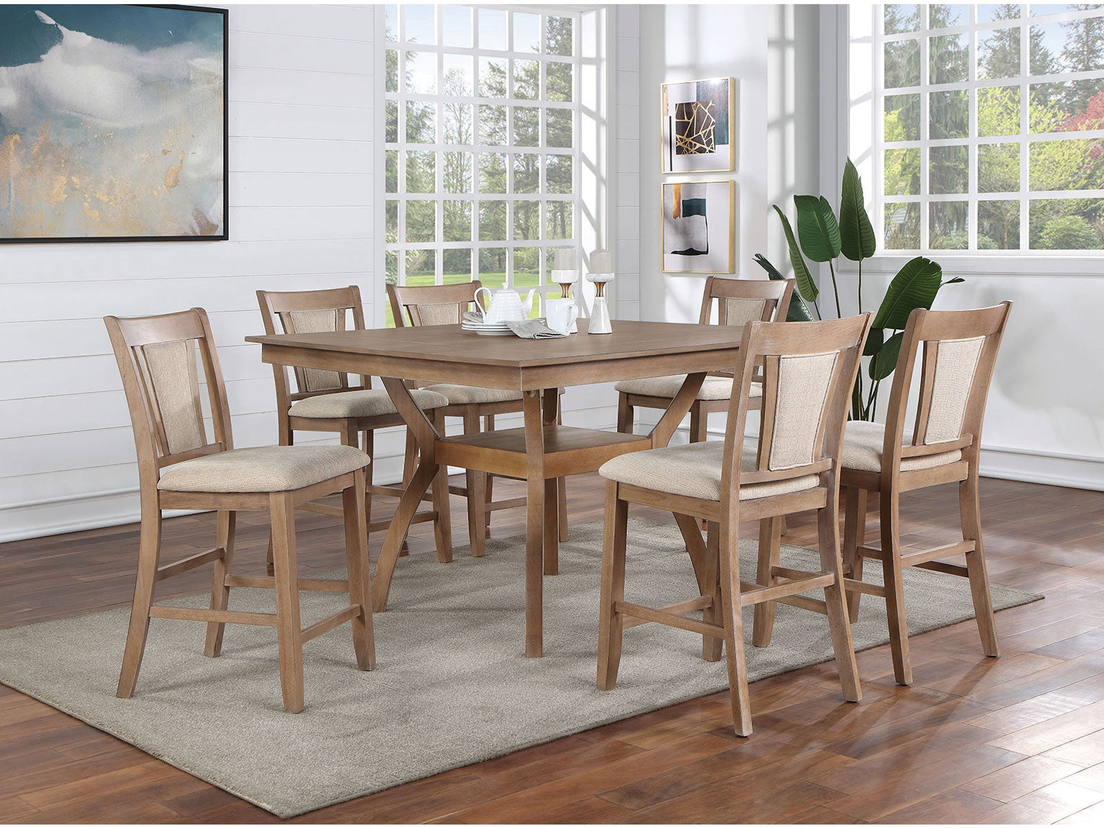 Upminster Natural Tone/Beige 7 Pc. Counter Height Table Set - Ornate Home