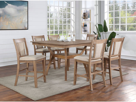 Upminster Natural Tone/Beige 7 Pc. Counter Height Table Set - Ornate Home