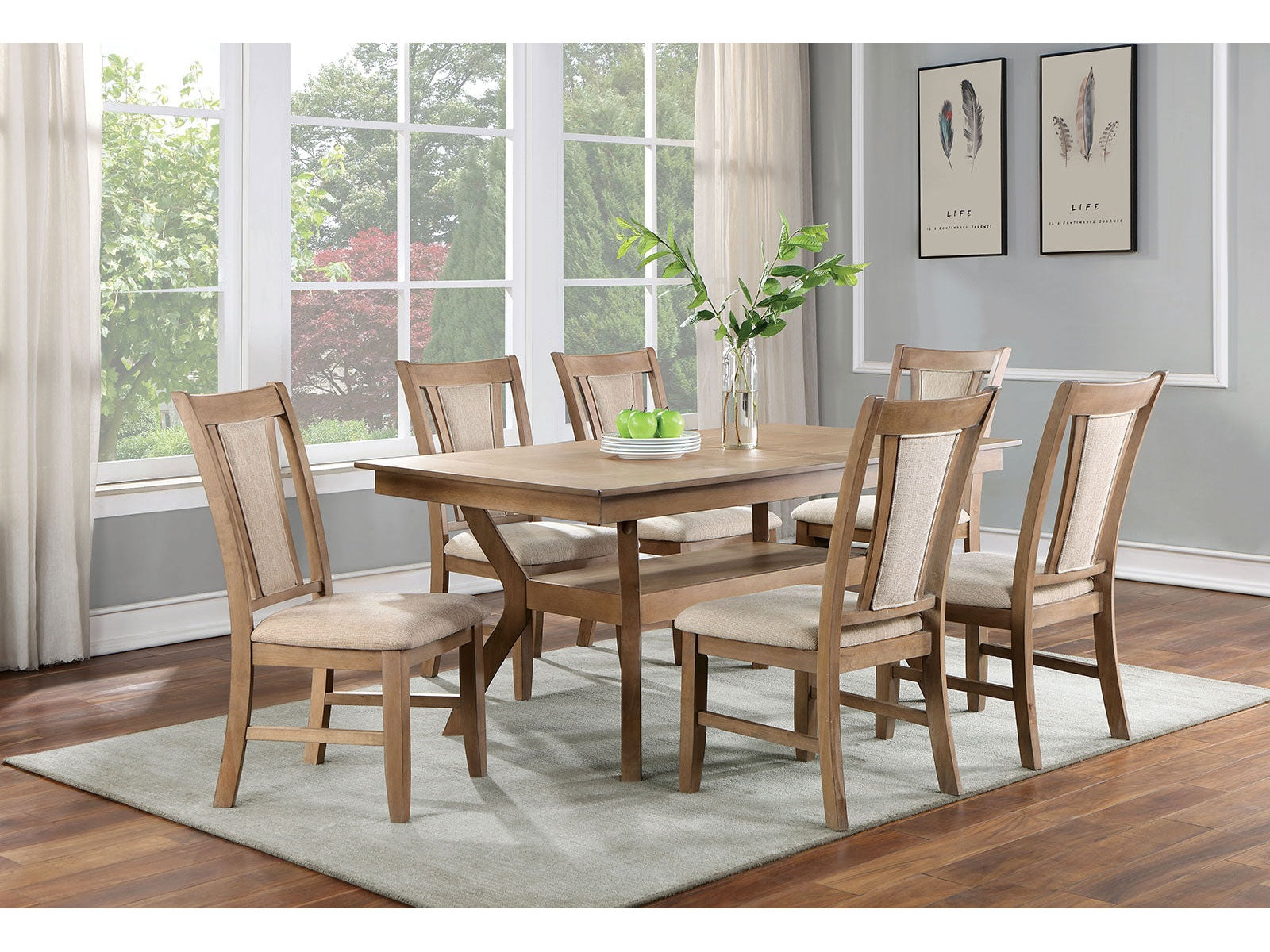 Upminster Natural Tone/Beige 7 Pc. Dining Room Set - Ornate Home