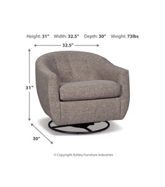 Upshur Taupe Swivel Glider Accent Chair - Ornate Home