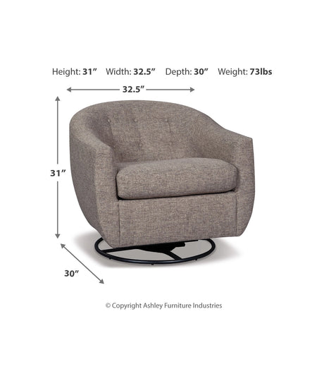 Upshur Taupe Swivel Glider Accent Chair - Ornate Home