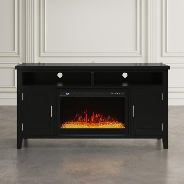 Urban Icon Black 60 Fireplace w/ Crystal Display - Ornate Home