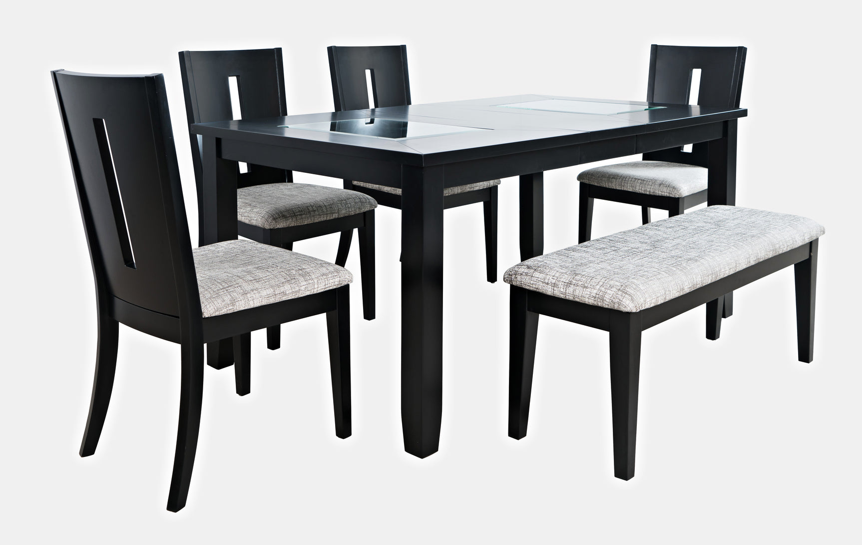 Urban Icon Black Ext Dining Table w/ 4 Chairs, Bench - Ornate Home