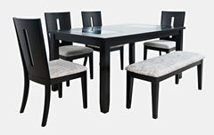 Urban Icon Black Ext Dining Table w/ 4 Chairs, Bench - Ornate Home