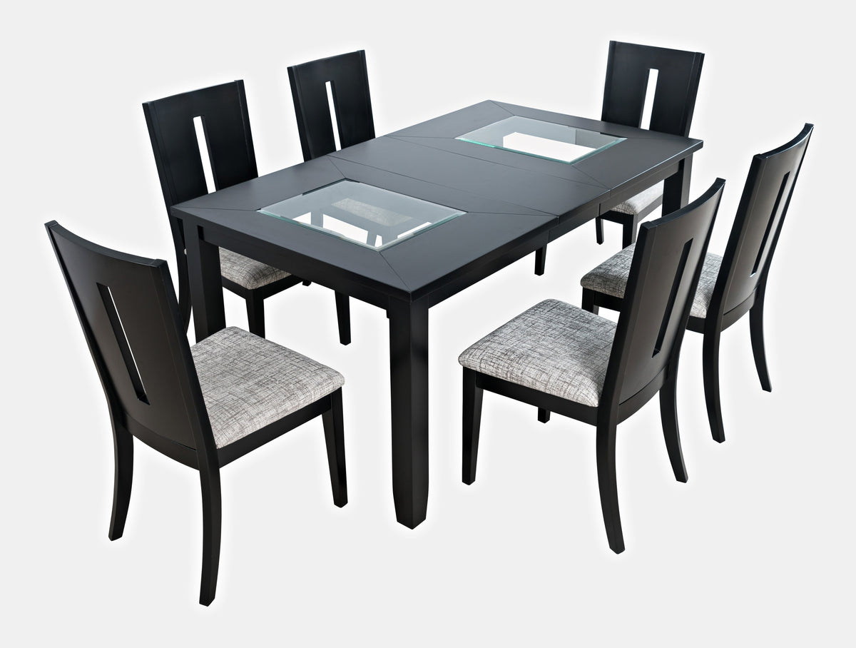 Urban Icon Black Rect. Ext Dining Table w/ 6 Chairs - Ornate Home