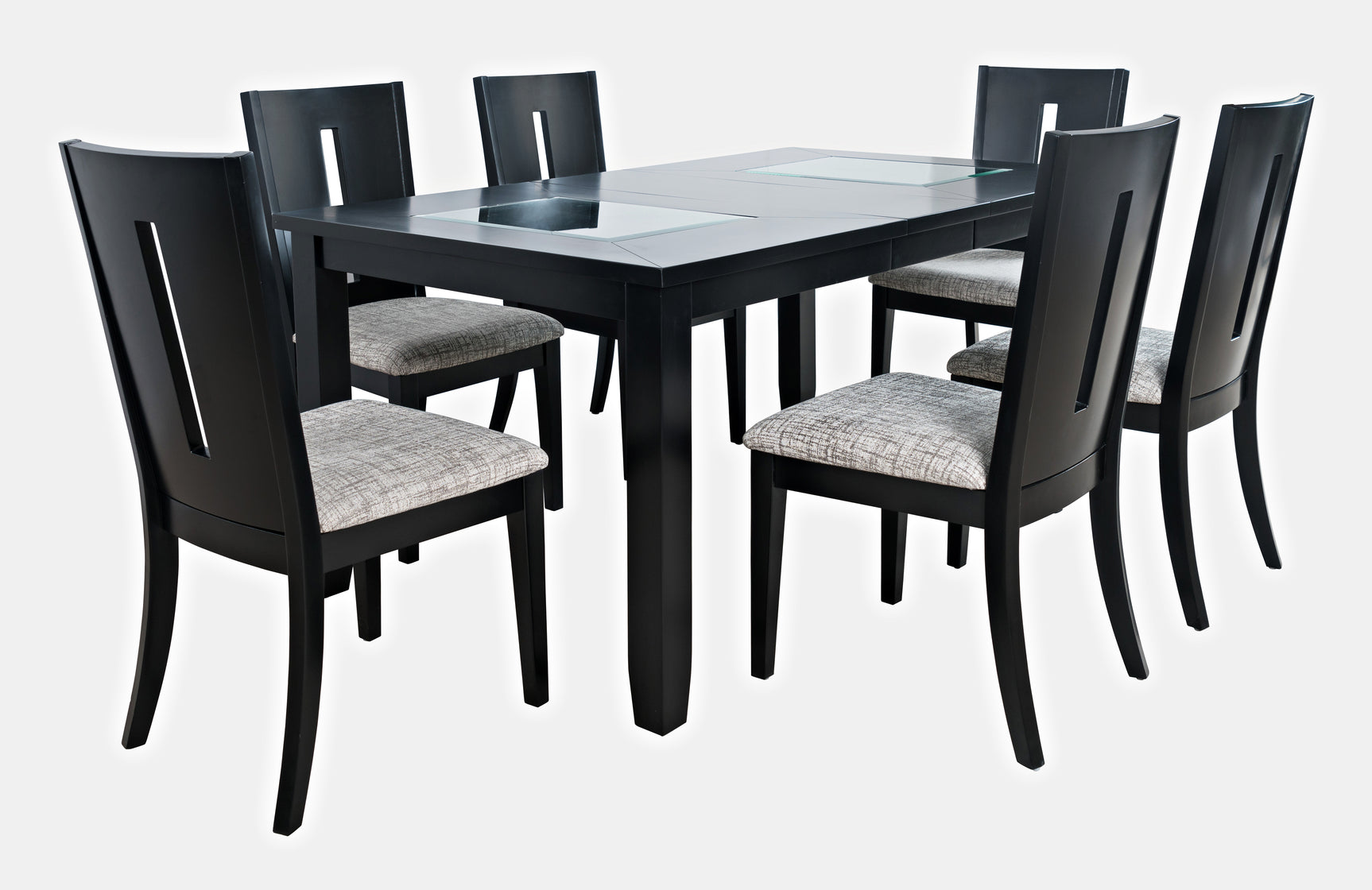 Urban Icon Black Rect. Ext Dining Table w/ 6 Chairs - Ornate Home