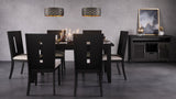 Urban Icon Black Rect. Ext Dining Table w/ 6 Chairs - Ornate Home
