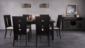 Urban Icon Black Rect. Ext Dining Table w/ 6 Chairs - Ornate Home