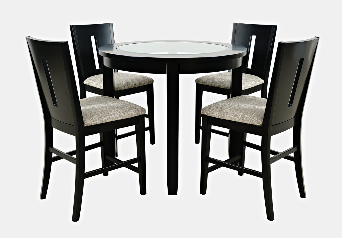 Urban Icon Black Round Counter Table w/ 4 Stools - Ornate Home