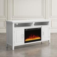 Urban Icon White 60 Fireplace w/ Crystal Display - Ornate Home