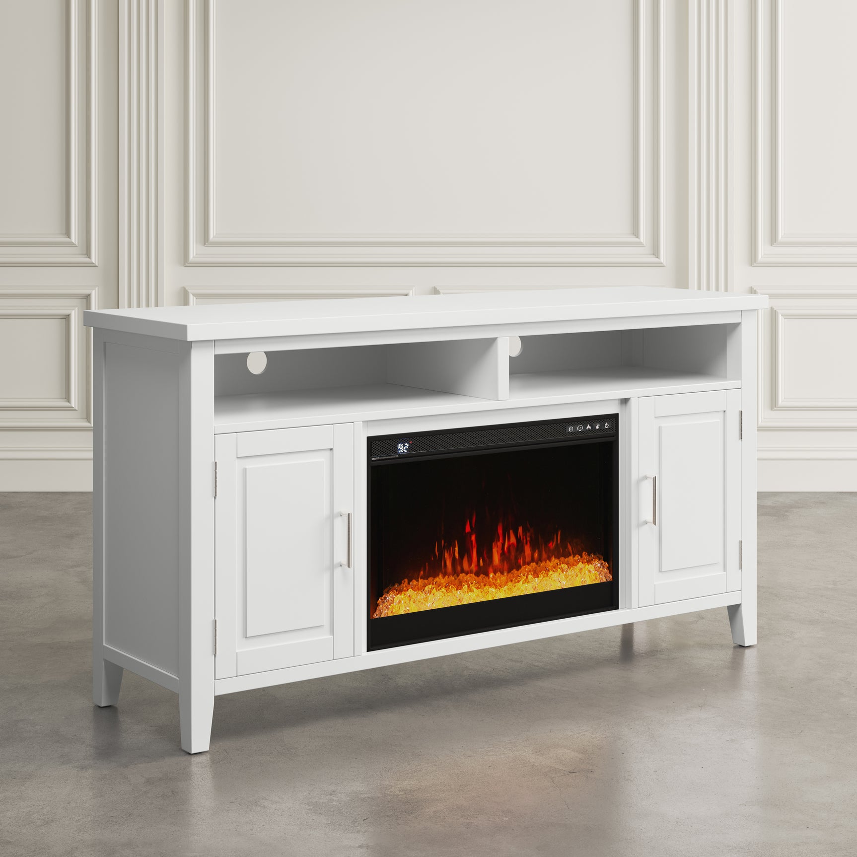 Urban Icon White 60 Fireplace with Crystal Display - Ornate Home