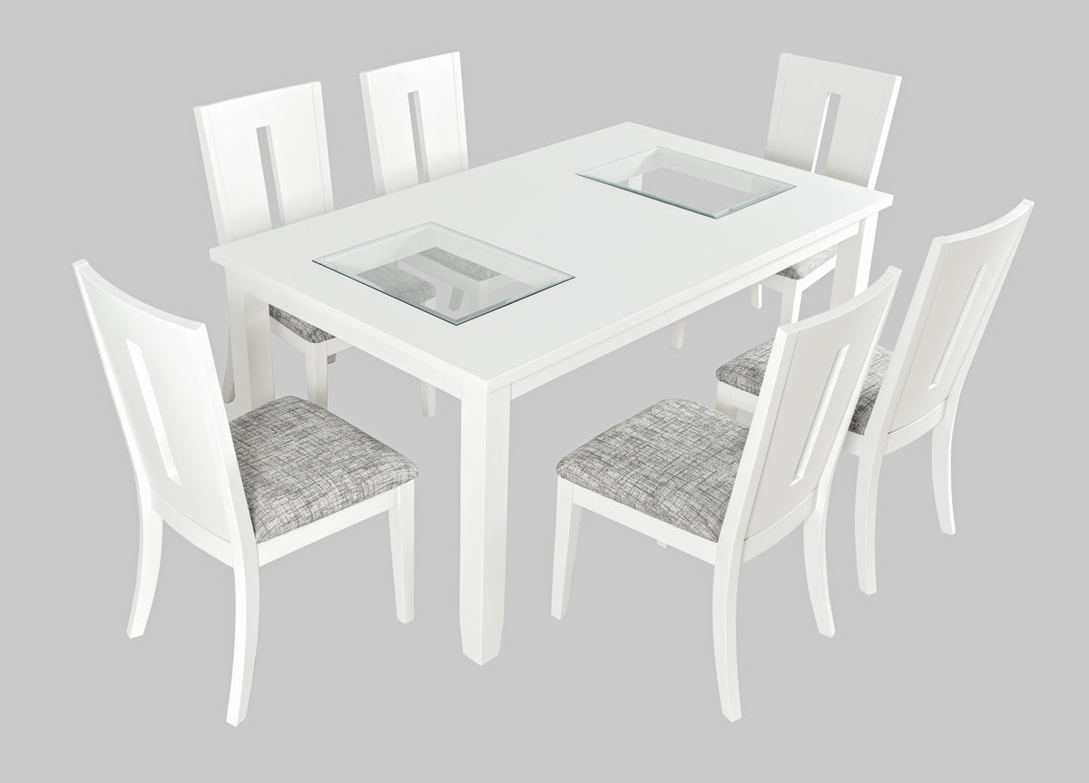 Urban Icon White Rect. Ext Dining Table w/ 6 Chairs - Ornate Home