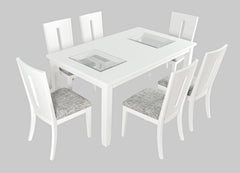 Urban Icon White Rect. Ext Dining Table w/ 6 Chairs - Ornate Home