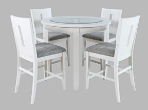 Urban Icon White Round Counter Table w/ 4 Stools - Ornate Home