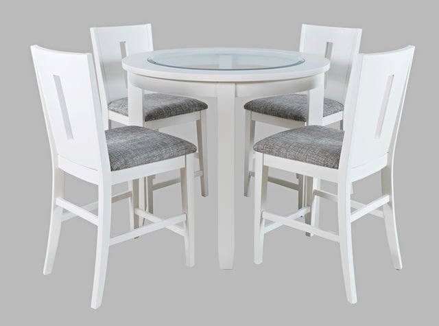 Urban Icon White Round Counter Table w/ 4 Stools - Ornate Home