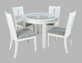 Urban Icon White Round Dining Table w/ 4 Chairs - Ornate Home