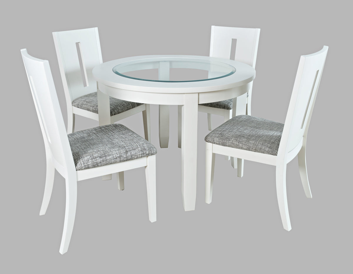 Urban Icon White Round Dining Table w/ 4 Chairs - Ornate Home