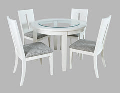 Urban Icon White Round Dining Table w/ 4 Chairs - Ornate Home