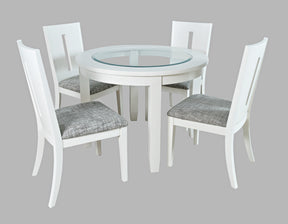 Urban Icon White Round Dining Table w/ 4 Chairs - Ornate Home