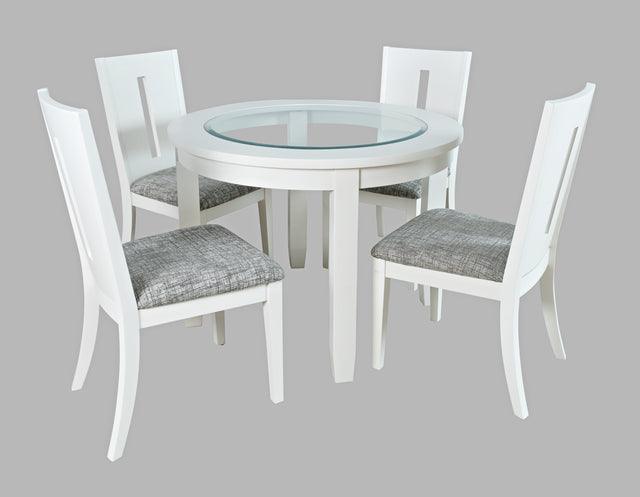 Urban Icon White Round Dining Table w/ 4 Chairs - Ornate Home