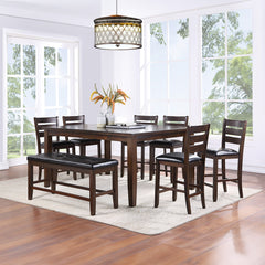 Urbana Black PU & Espresso Counter Height Bench - Ornate Home