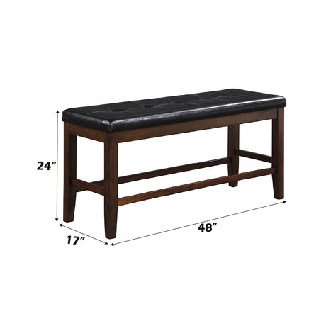Urbana Black PU & Espresso Counter Height Bench - Ornate Home