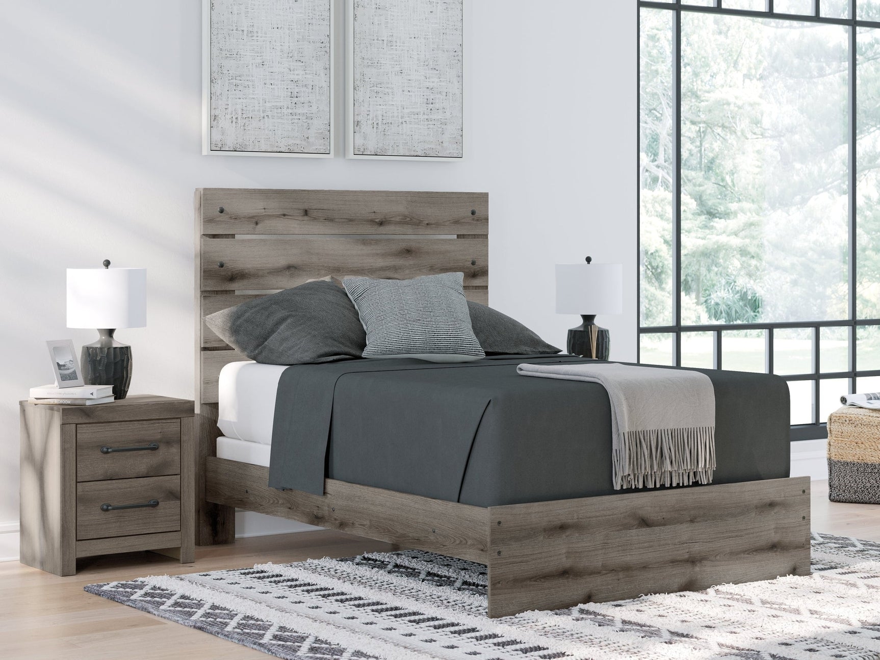 Urbanoore Brown Gray Full Panel Youth Bed (Online Special Price) - Ornate Home