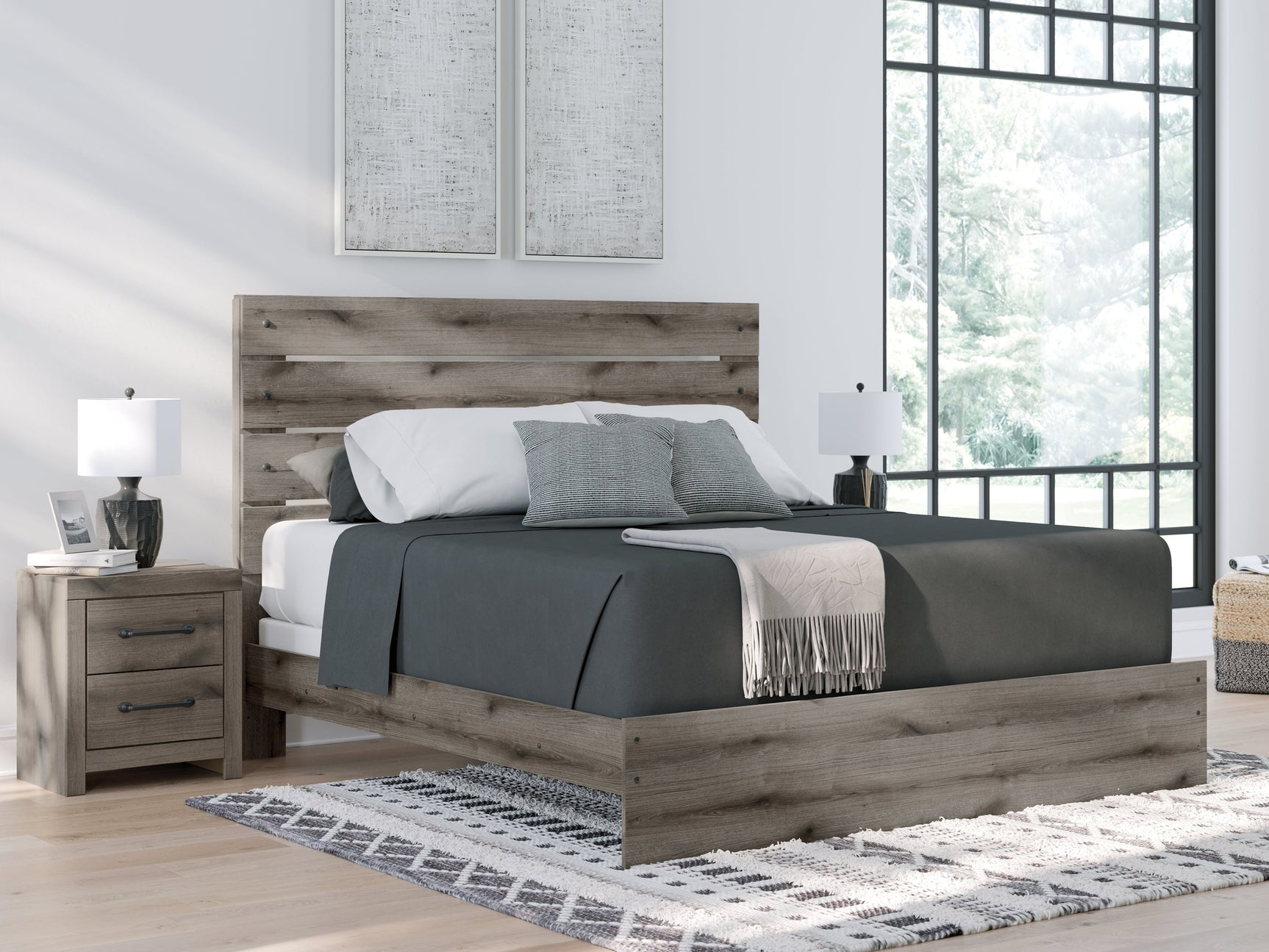 Urbanoore Brown Gray King Panel Bed - Ornate Home