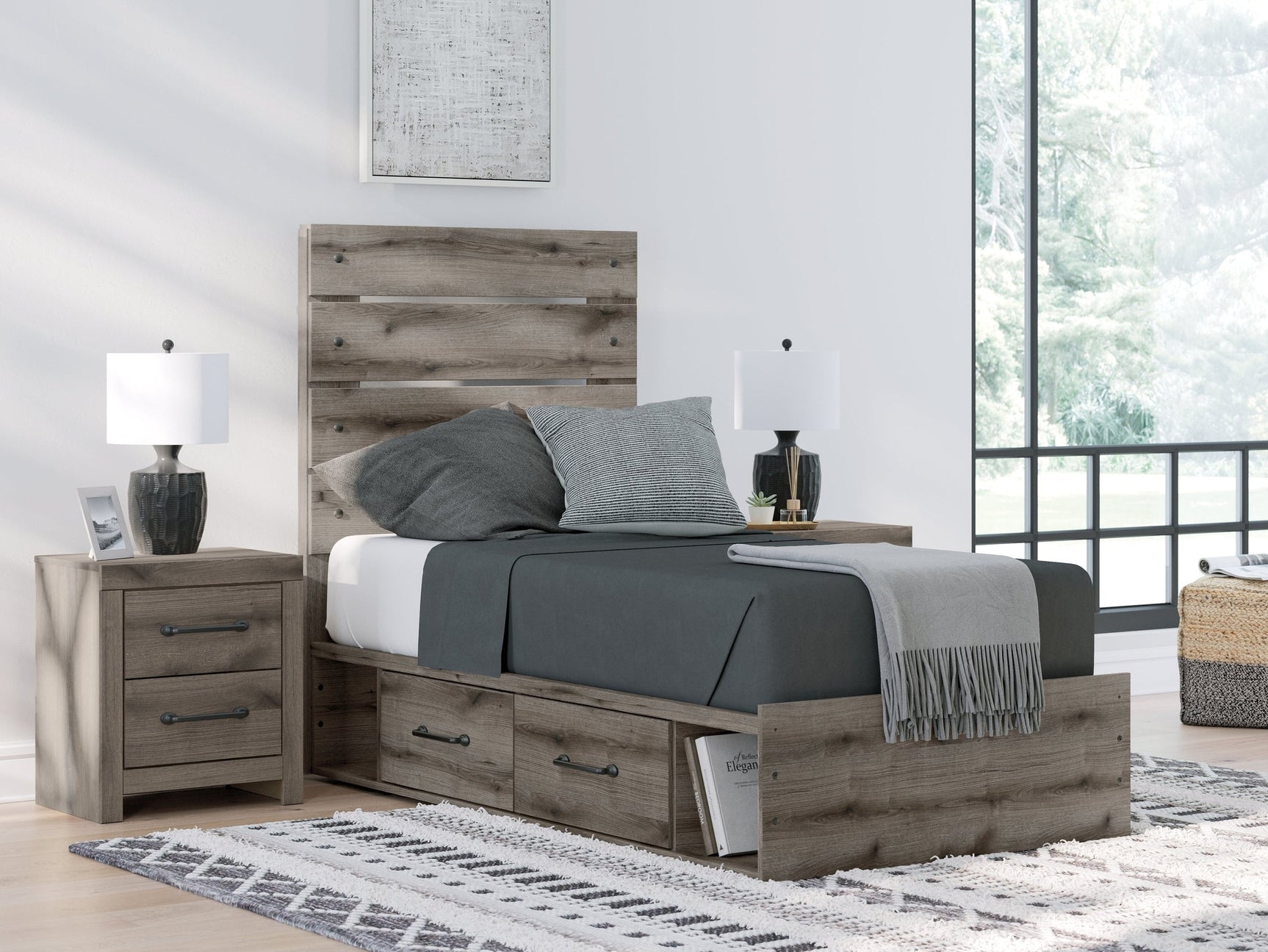 Urbanoore Brown Gray Twin Panel Storage Youth Bed (Online Special Price) - Ornate Home