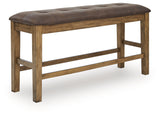 Urbinforte Light Brown Counter Height Extension Dining Table, 4 Barstools and Bench (Online Special Price) - Ornate Home