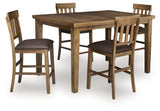 Urbinforte Light Brown Counter Height Extension Dining Table and 4 Barstools (Online Special Price) - Ornate Home
