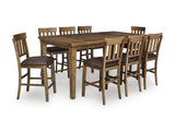 Urbinforte Light Brown Counter Height Extension Dining Table and 8 Barstools (Online Special Price) - Ornate Home