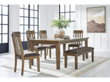 Urbinforte Light Brown Extension Dining Table, 4 Chairs and Bench (Online Special Price) - Ornate Home