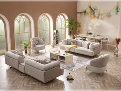 Urla Cream 4-pieces (Sofa & Module Sofa & 2 Chair) Living Room Set - Ornate Home